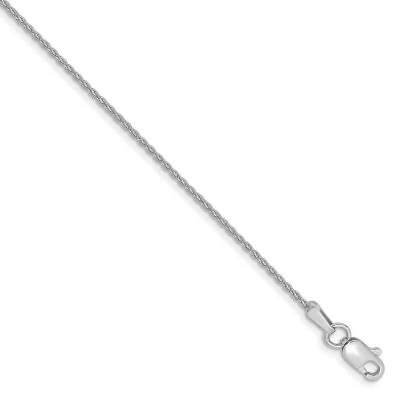 1.2mm, 14k White Gold, Solid Parisian Wheat Chain Bracelet, 7 Inch